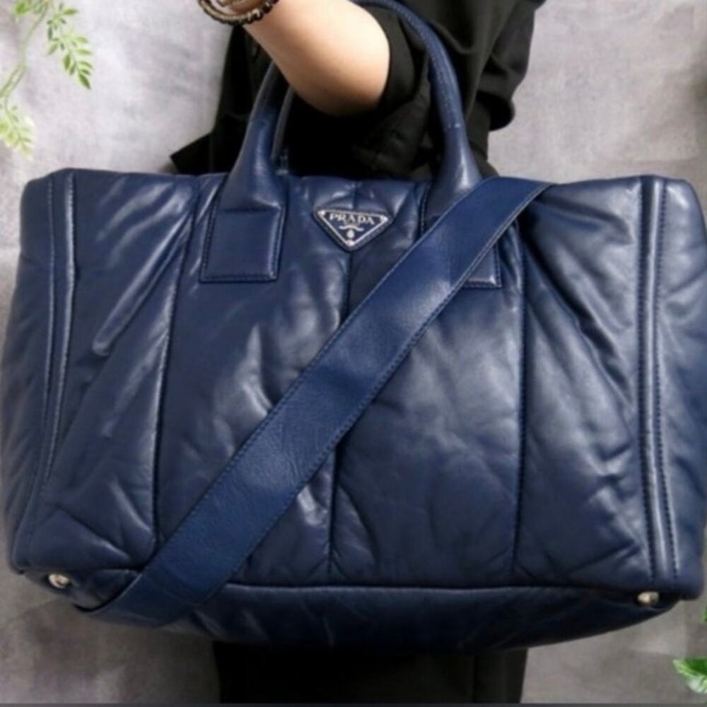 💎✨BEAUTIFUL✨💎Authentic PRADA Nappa Bomber 2-Way Shoulder Bag Blue